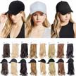 women's bleach blonde curly wavy long hairpiece baseball cap with attached adjustable wig extensions logo