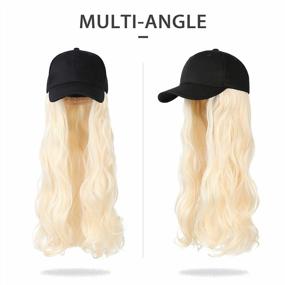 img 3 attached to Женская бейсбольная кепка Bleach Blonde Curly Wavey Long Hairpiece с прикрепленными регулируемыми париками
