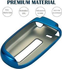 img 2 attached to Lcyam Blue Glossy TPU Key Fob Cover for Jeep Renegade, Grand Cherokee, Compass, Dodge Challenger, and More