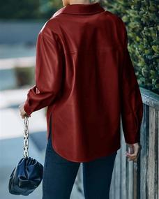 img 1 attached to FERNGIRL Button Leather Shacket: Stylish Women's Clothing for Coats, Jackets & Vests