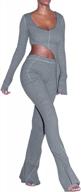 xllais women's ribbed asymmetric crop top flare pants sets outfits tracksuit logo