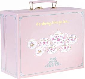 img 2 attached to Очаровательный цветочный фарфоровый чайный сервиз из 13 предметов для маленьких девочек от Jewelkeeper