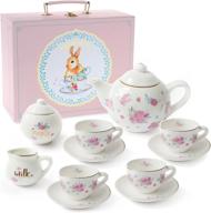 очаровательный цветочный фарфоровый чайный сервиз из 13 предметов для маленьких девочек от jewelkeeper логотип