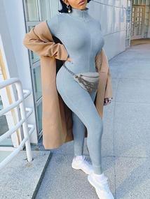 img 1 attached to Glamaker Women'S One Piece Zip Up Bodycon Jumpsuit Sexy Long Sleeve Turtleneck Onesies Rompers Playsuit Clubwear