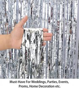 img 1 attached to Foil Fringe-Backdrop-12FTX8FT-Silver Tinsel Metallic Fringe Curtains Shinny Party Accessory(Pack Of 4) (Silver)