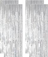 foil fringe-backdrop-12ftx8ft-silver tinsel metallic fringe curtains shinny party accessory(pack of 4) (silver) logo
