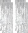 foil fringe-backdrop-12ftx8ft-silver tinsel metallic fringe curtains shinny party accessory(pack of 4) (silver) logo