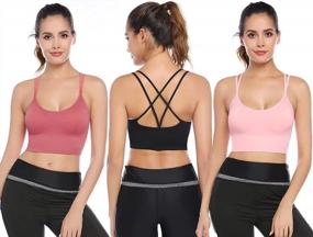 img 3 attached to Sykooria 3 Pack Strappy Sports Bra For Women Sexy Crisscross For Yoga Running Athletic Gym Workout Fitness Tank Tops