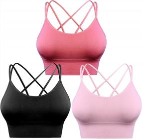 img 4 attached to Sykooria 3 Pack Strappy Sports Bra For Women Sexy Crisscross For Yoga Running Athletic Gym Workout Fitness Tank Tops