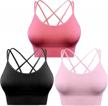 sykooria 3 pack strappy sports bra for women sexy crisscross for yoga running athletic gym workout fitness tank tops logo