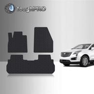 toughpro floor mats set (front + 2nd row) for cadillac xt5 all weather heavy duty, black rubber - made in usa - 2017-2023 logo