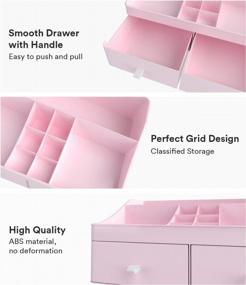 img 1 attached to 💄 Makeup Organizer for Dressing Table, Countertop, Bathroom Vanity – Cosmetic Storage Box with Drawers for Skincare Products, Brushes, Lotions, Lipstick, and Nail Polish (Pink)