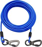 🐾 10ft blue tie out cable for dogs - heavy duty dog leash, runner for yard, sturdy long line lead - ideal for training, camping, or outdoor activities logo