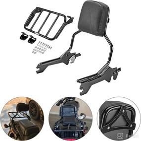 img 4 attached to 🏍️ Black Gloss Quick Release Sissy Bar Upright Standard Height Passenger Backrest & Sport Luggage Rack for 2018-Up Harley Softail Fat Boy Breakout FLFB FXBR