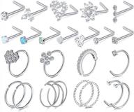 surgical steel nose rings for women - modrsa nose rings hoops and studs in 20 and 18 gauge - available in silver and rose gold - best nose piercing jewelry for fashionable look logo