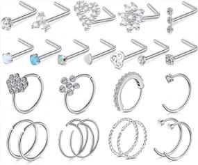 img 4 attached to Surgical Steel Nose Rings For Women - MODRSA Nose Rings Hoops And Studs In 20 And 18 Gauge - Available In Silver And Rose Gold - Best Nose Piercing Jewelry For Fashionable Look