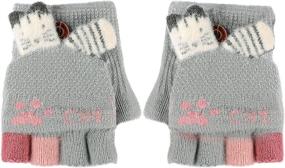 img 4 attached to Convertible Gloves Knitted Fingerless Toddler Girls' Accessories ~ Cold Weather