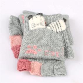 img 1 attached to Convertible Gloves Knitted Fingerless Toddler Girls' Accessories ~ Cold Weather