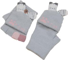 img 3 attached to Convertible Gloves Knitted Fingerless Toddler Girls' Accessories ~ Cold Weather