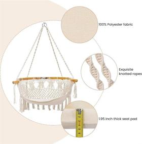 img 1 attached to Handmade Knitted Cotton Rope Hammock Swing Chair With Bamboo Back Support - Perfect For Indoor And Outdoor Use By Zupapa