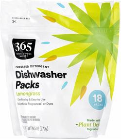 img 4 attached to 365 by Whole Foods Market Lemongrass Dish Pods: 18 Count, 9.5 Ounce Powdered Detergent