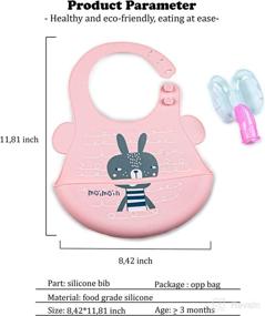 img 1 attached to Silicone Baby Bib: Mess-Free Eating Cover with Food Catcher, Adjustable Neck Strap, Easy to Clean - Includes Infant Finger Toothbrush