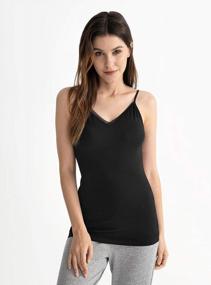 img 2 attached to Femofit Women'S Camisole Tank Top 3 Pack: Bamboo Rayon, Spaghetti Straps, And Long Layering Basics - Sizes S-XL