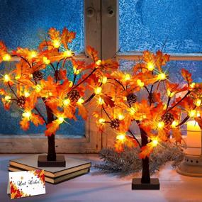 img 1 attached to Add Charm To Your Home With 2 Pack Of Lighted Maple Trees, Decorate With 24 LED Lights, 6 Pinecones And 24 Acorns - Perfect For Fall And Thanksgiving Gifts