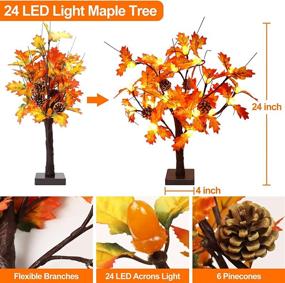 img 3 attached to Add Charm To Your Home With 2 Pack Of Lighted Maple Trees, Decorate With 24 LED Lights, 6 Pinecones And 24 Acorns - Perfect For Fall And Thanksgiving Gifts