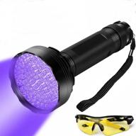 🔦 super bright 100 led uv flashlight 395nm - black light for pet urine detection, scorpions, bed bugs - includes uv sunglasses logo