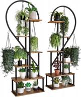 2 pack half heart shape ladder plant stand for indoor plants - 6 tier metal shelf rack for home patio lawn garden by potey логотип