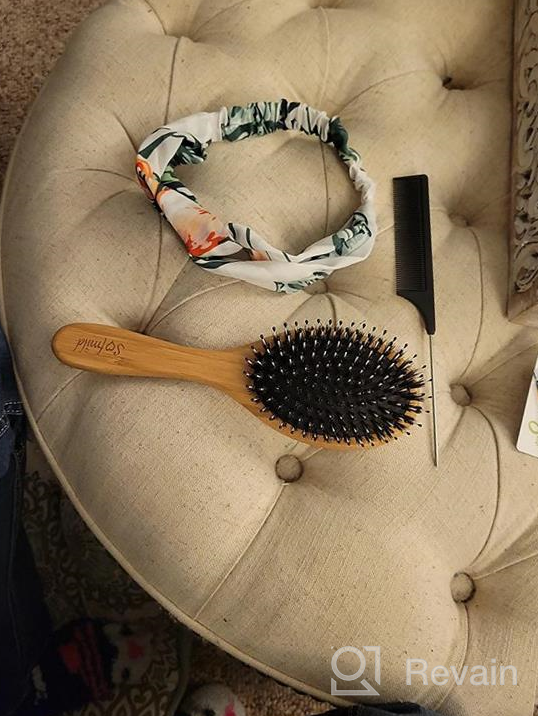 img 1 attached to Boar Bristle Hairbrush Set For Women Men Kids - 3 Pcs Wooden Paddle Brush & Tail Combs, Reducing Frizz On Long Thick Thin Curly Natural Hair Gift Care Package review by Junior Andreano