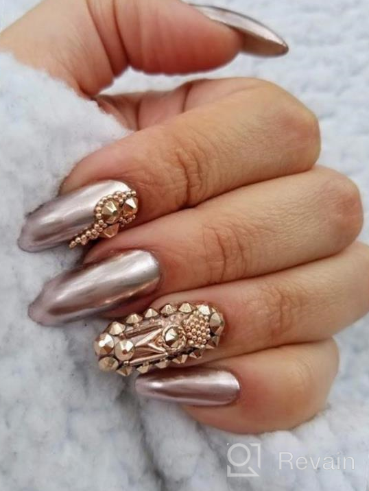 img 1 attached to Rose Gold Rivet 3D Nail Decoration DIY - Indexu Mixed Shaped Nail Art Decals Tips review by Jim Agosta