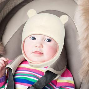 img 2 attached to Двусторонняя зимняя шапка и варежки с медвежьими ушками для младенцев и малышей - теплая флисовая шапочка для новорожденных и младенцев