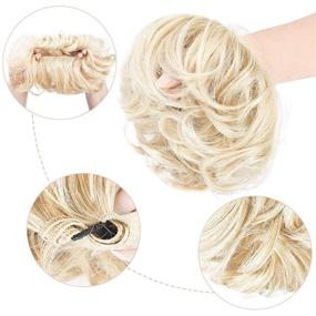 img 2 attached to REECHO 2PCS Long Tousled Updo Hair Bun Extensions Messy Bun Hair Piece Hair Scrunchies Wraps Curly Wavy Ponytail Hairpieces Hair Accessories For Women Girls - Light Blonde
