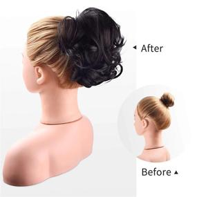 img 1 attached to REECHO 2PCS Long Tousled Updo Hair Bun Extensions Messy Bun Hair Piece Hair Scrunchies Wraps Curly Wavy Ponytail Hairpieces Hair Accessories For Women Girls - Light Blonde