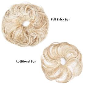 img 3 attached to REECHO 2PCS Long Tousled Updo Hair Bun Extensions Messy Bun Hair Piece Hair Scrunchies Wraps Curly Wavy Ponytail Hairpieces Hair Accessories For Women Girls - Light Blonde