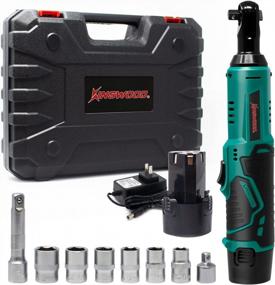 img 4 attached to Kinswood 12V Cordless Ratchet Wrench Set With 12 Sockets, 400 RPM, Fast 60-Min Charge And 2X Lithium-Ion Batteries: Power Electric Ratchet Driver For Optimal Performance