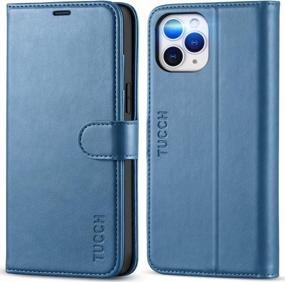 img 4 attached to RFID Blocking Wallet Case For IPhone 12 Pro Max 5G - Shockproof TPU Interior And PU Leather Magnetic Flip Cover With Card Slot Stand - Compatible With IPhone 12 Pro Max 6.7-Inch - Lake Blue