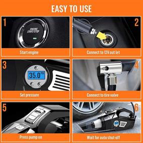 img 1 attached to 🚗 Uleete Car Vacuum: 4 in 1 Portable Cleaner with Air Compressor Pump, 12V Tire Inflator, LED Light, Wet & Dry Vacuum - 14.8FT Cord