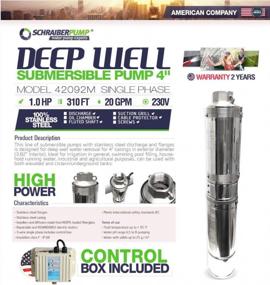img 2 attached to 1HP 230V 310FT 21GPM 134PSI SCHRAIBERPUMP 4" Deep Well Submersible Pump With Control, 2 Years Warranty - Stainless Steel Discharge Casing And Flanges, Includes Wire Splice Kit - Model 42092M