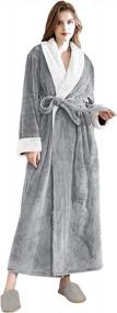 img 4 attached to Уютный женский халат из флиса: длинный зимний халат из мягкого плюша для максимального тепла и комфорта