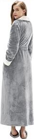 img 3 attached to Уютный женский халат из флиса: длинный зимний халат из мягкого плюша для максимального тепла и комфорта
