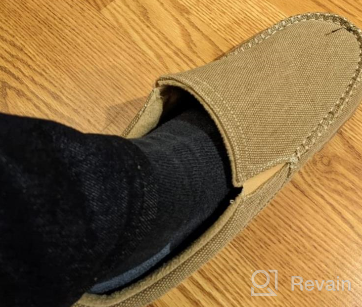 img 1 attached to Men'S Slip On House Slippers - Warm Cozy Memory Foam Clogs, Canvas Indoor Outdoor Home Shoes review by Joe Gosa
