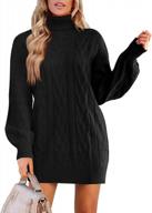 faroro women's turtleneck knit long sleeve chunky loose sweater dress pullover outerwear logo