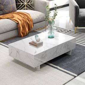 img 4 attached to Modern Marble Print Coffee Table For Stylish Living Room Design