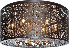 img 1 attached to Inca Modern Laser-Cut Sheath 7-Light Xenon 280 Watt Flush Mount Ceiling Light, 9"H X 16"W, Bronze - E21300-10BZ