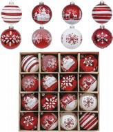 добавьте праздничного очарования с красными и белыми рождественскими украшениями valery madelyn 16ct - 80-миллиметровые небьющиеся шары для вашей елки логотип
