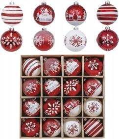 img 4 attached to Добавьте праздничного очарования с красными и белыми рождественскими украшениями Valery Madelyn 16Ct - 80-миллиметровые небьющиеся шары для вашей елки