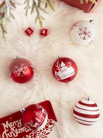 img 2 attached to Добавьте праздничного очарования с красными и белыми рождественскими украшениями Valery Madelyn 16Ct - 80-миллиметровые небьющиеся шары для вашей елки